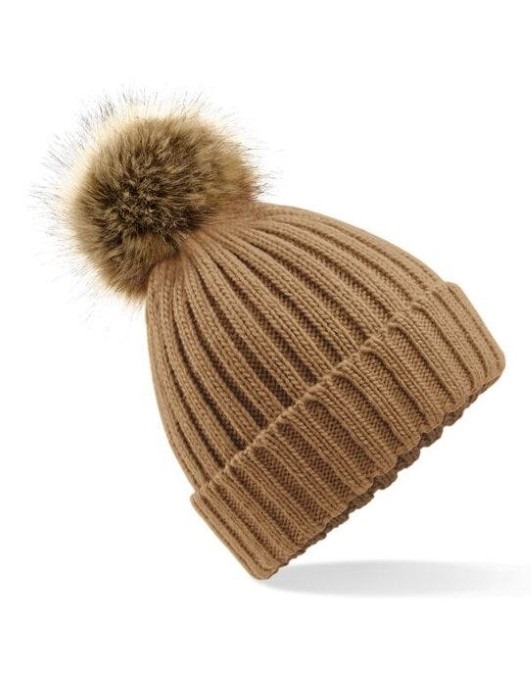 Fur Pop Pom Chunky Beanie
